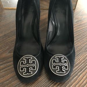 Beautiful Black Suede Tory Burch Wedges